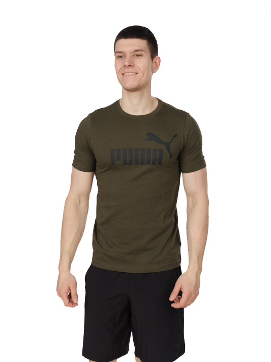 футболка мужская puma ess logo tee хаки