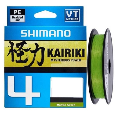 плетеный шнур shimano kairiki 4 pe 150m зеленый 0.20mm 13.8kg