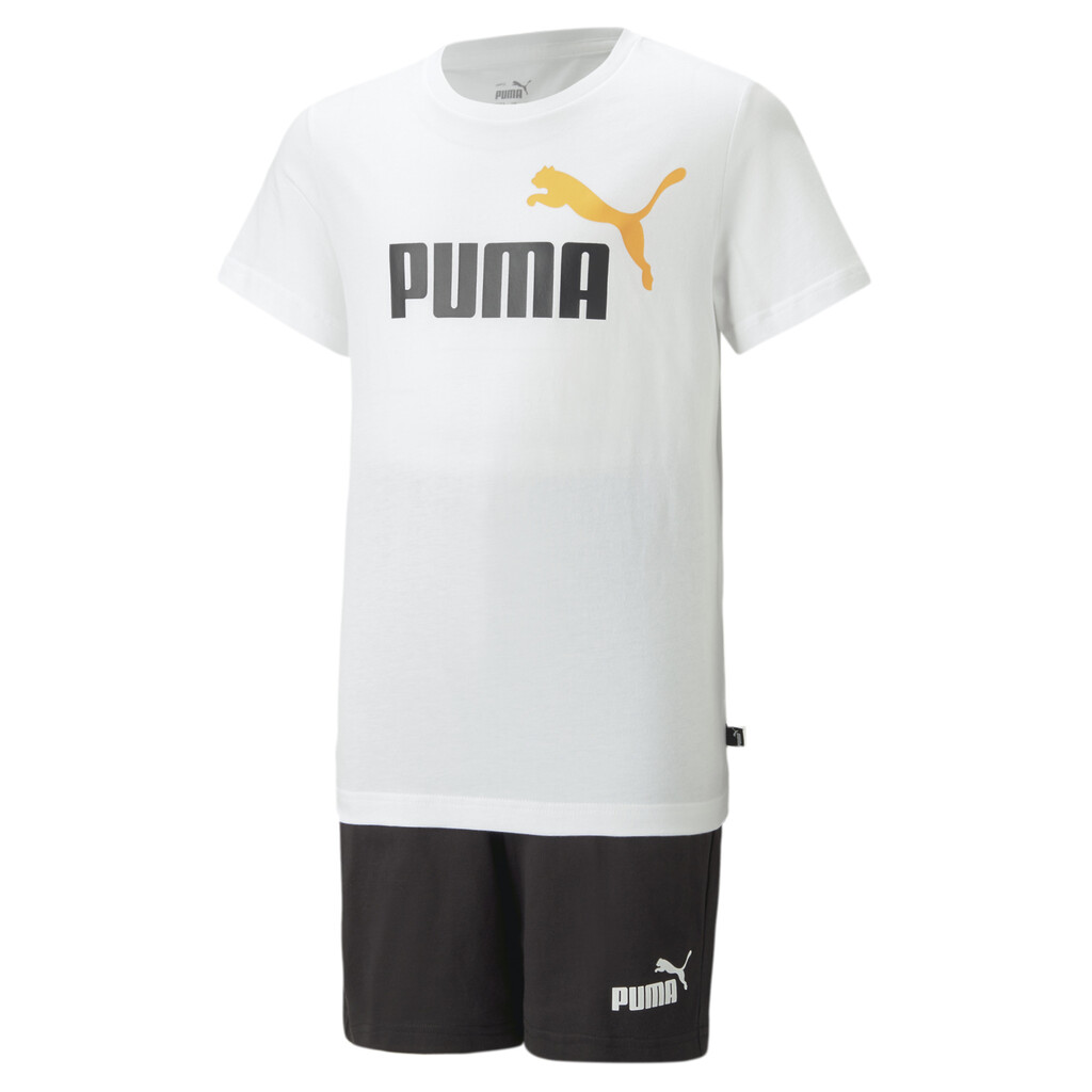 костюм детский puma short jersey set белый/чёрный