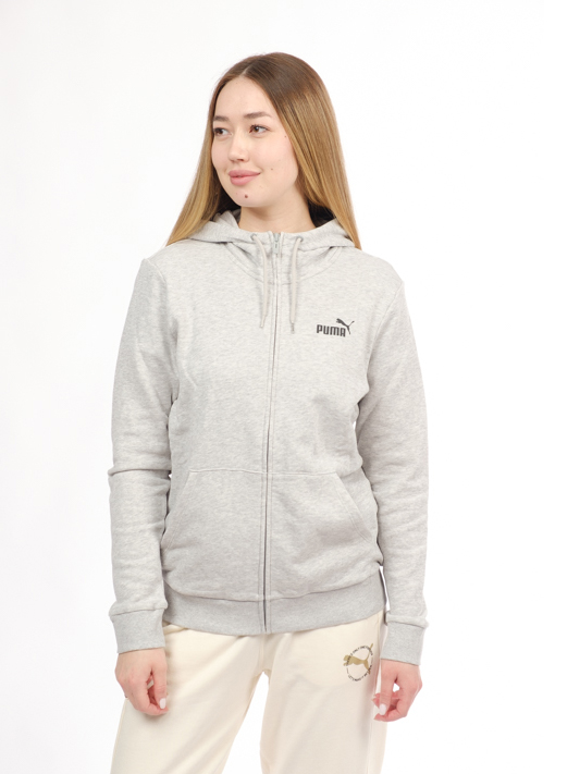 толстовка женская puma ess small logo full-zip hoodie tr серый