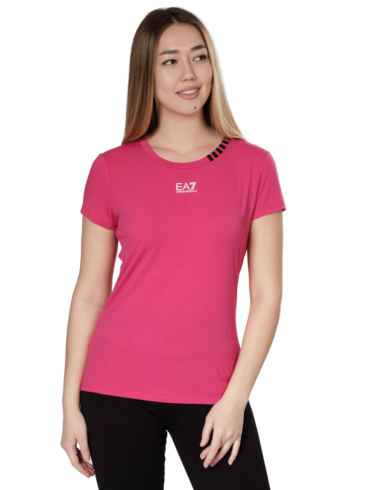 футболка женская ea7 emporio armani 6rtt16 pink/peacock